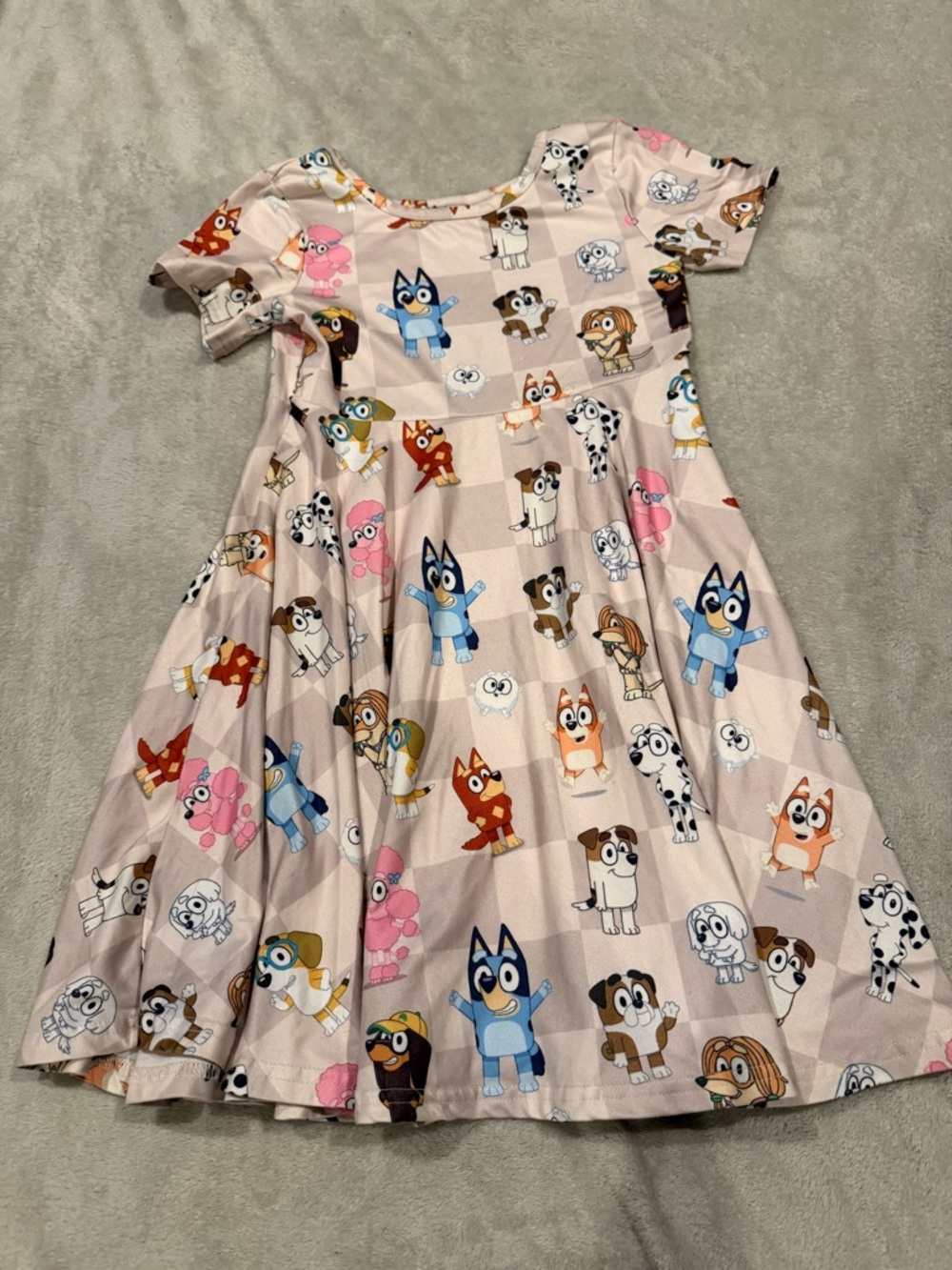 Pink Cartoon Character Twirl Dress for Girls